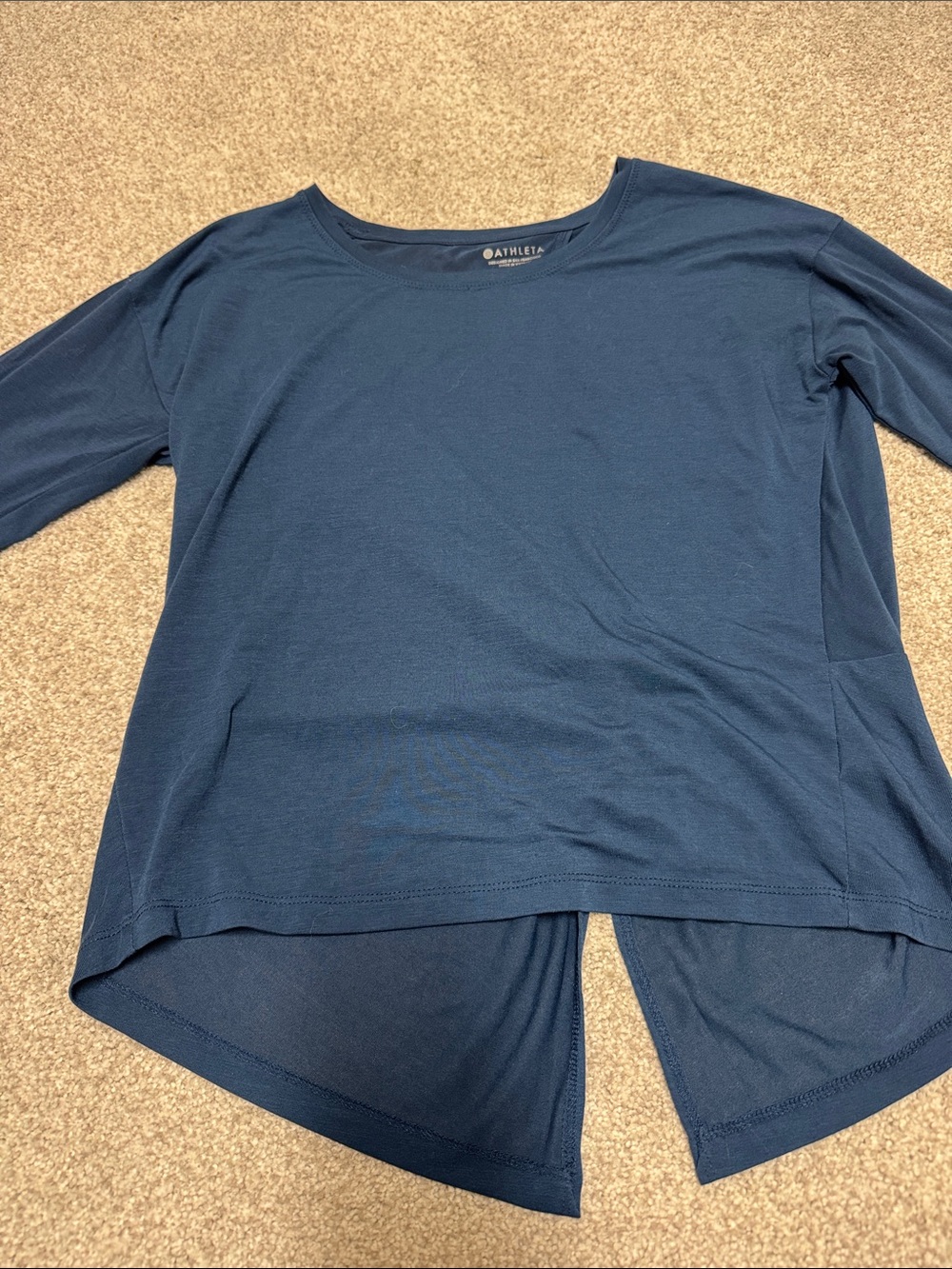 Athleta Navy Long-Sleeve High-Low Hem Top